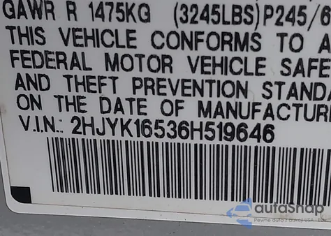 2006 Honda Ridgeline Rtl from USA, damaged, VIN 2HJYK16536H519646